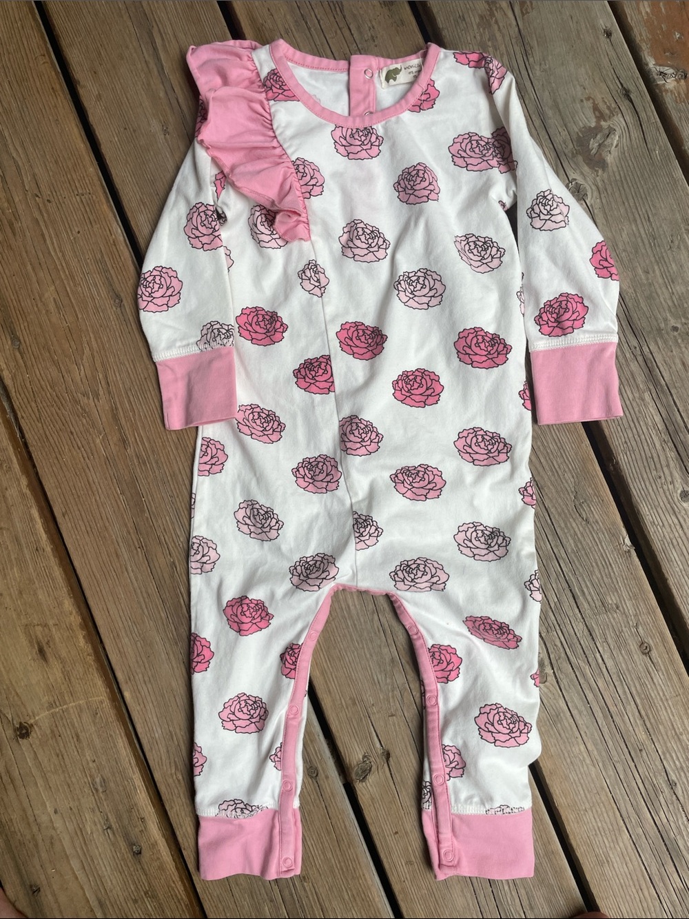 SMALL SHOP 18-24M Monica + Andy Organic Cotton Rose 🌹 Ruffle Romper One-Piece